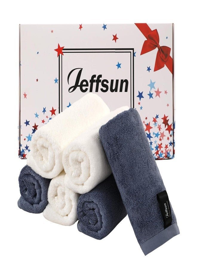 JEFFSUN Wash Cloths 6 Pack, Super Soft and Gentle Face Towel on Sensitive Skin, Reusable Makeup Remover Eraser, 13x13 inch Large Washcloths for Face and Body, Easy to Clean Slate Blue Facial Cleaning Cloths - Image 1